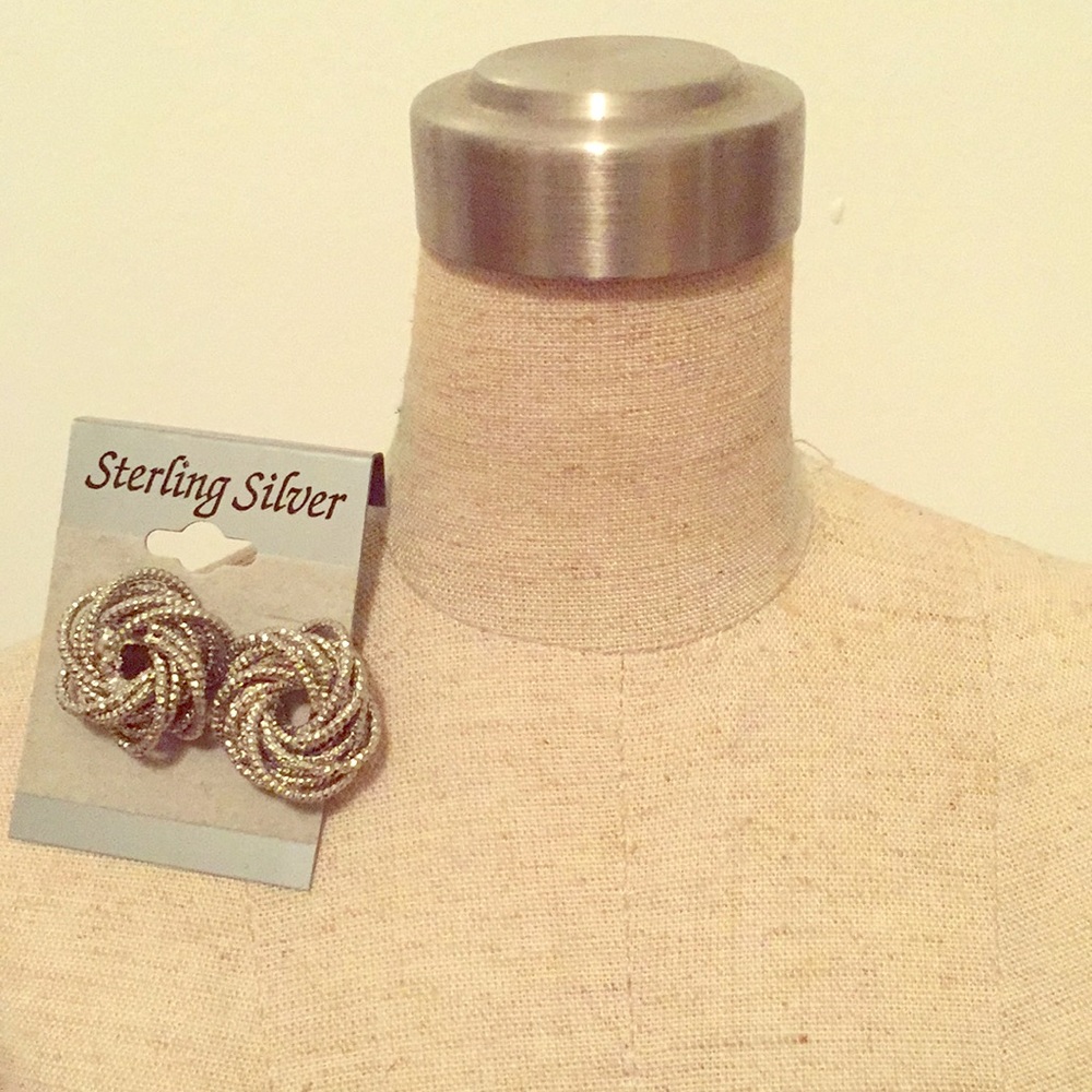Sterling silver chain wreath earrings